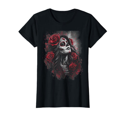 Day Of The Dead Skull Dia De Muertos Halloween Cute Sugar Woman Day of the Dead Pink Girl T-Shirt