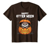 Otter Halloween Lover Gift Co. Happy Otter-Ween Lazy Halloween Costume Funny Animal Pun T-Shirt - Brown