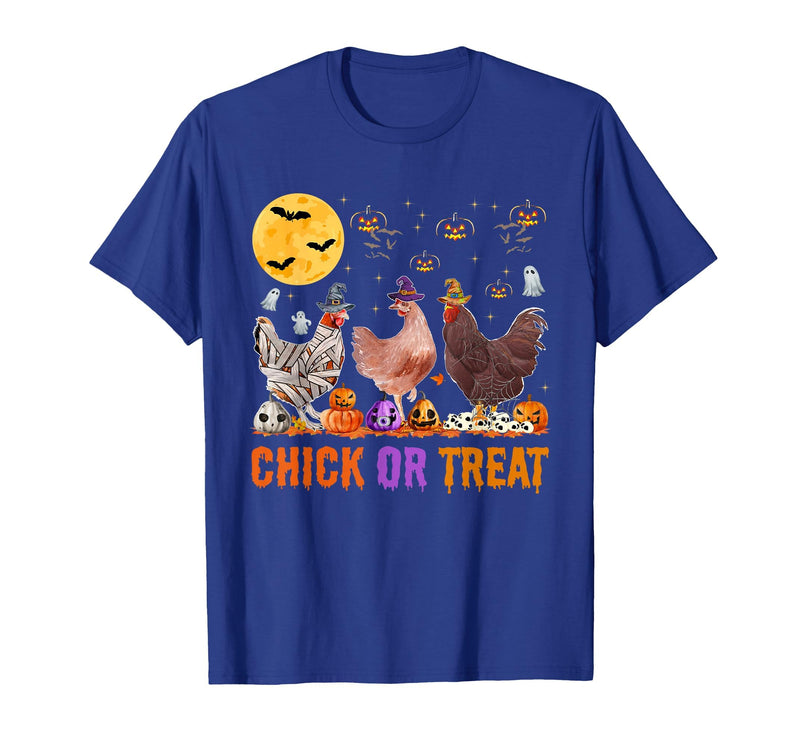 Autumn Pumpkin Chicken Halloween Chicken Farm Fall Halloween Chicken Pumpkin Chick Or Treat Spooky T-Shirt - Royal Blue