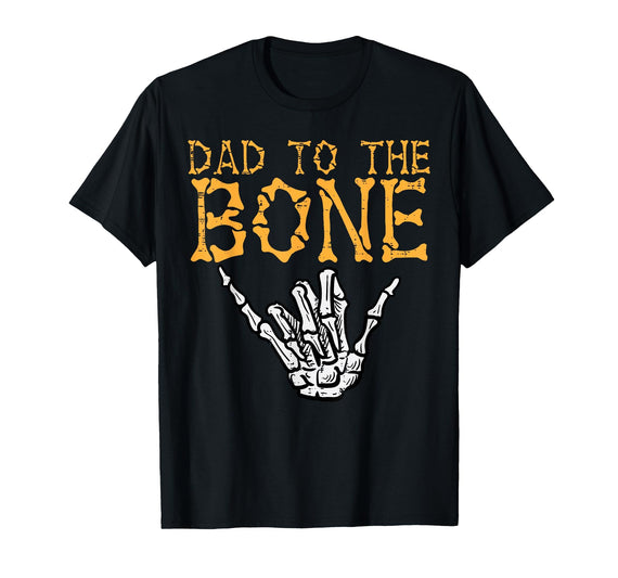 Mens Halloween Shirts For Dad Daddy Papa Men Halloween Dad to The Bone Skeleton Hand Fun Papa Costume Men T-Shirt - Black