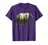 Bear Designs. Bear Forest Mountains Trees Nature Sunset Outdoor Graphic T-Shirt - Purple