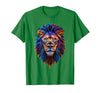 Psychedelic Jungle Glow Animal Art Glow Lion Head Art Psychedelic Jungle Animal Face T-Shirt - Kelly Green