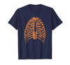 Orange Halloween Rib Cage Ribcage T-Shirt - Navy Blue