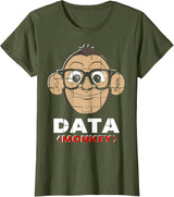 Data Monkey Data Evaluator Code Programmer T-Shirt - Olive Green