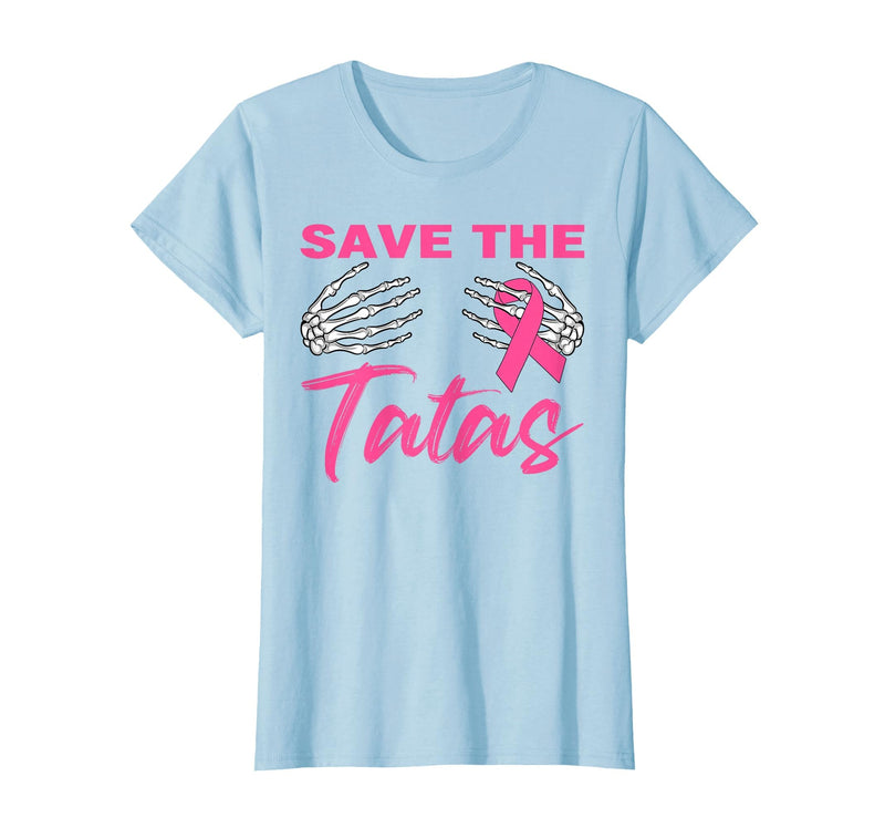 Amb Breast Cancer Awareness Month Warrior Survivor Save The Tatas Breast Cancer Pink Ribbon Skeleton Halloween T-Shirt -
