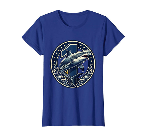 Mademark Shark Swimming Through 10 Banner 10th Birthday T-Shirt - Royal Blue