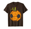Halloween Shirts For Women Men Kids Boys Girls Halloween Soccer Ball Pumpkin Football Costume Boys Kids Men T-Shirt - Brown