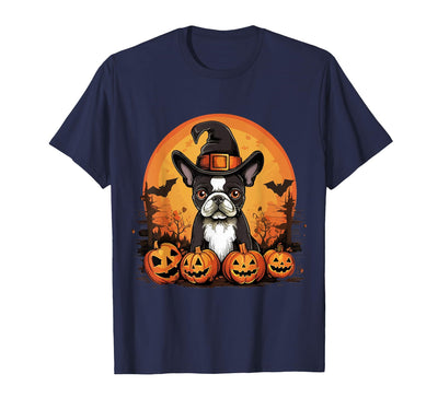 Boston Terrier Bostie Dog Halloween Designs Boston Terrier Bostie Dog Breed Pet Halloween Pumpkins T-Shirt