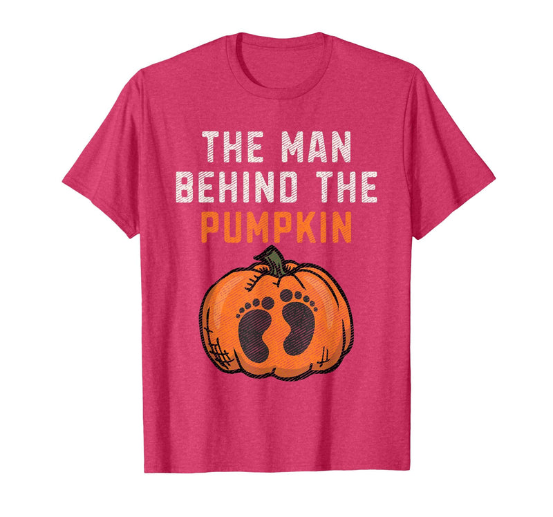 Halloween Pregnancy Announcement for Future Dad The Man Behind The Pumpkin Dad Halloween Pregnancy Reveal T-Shirt - Red