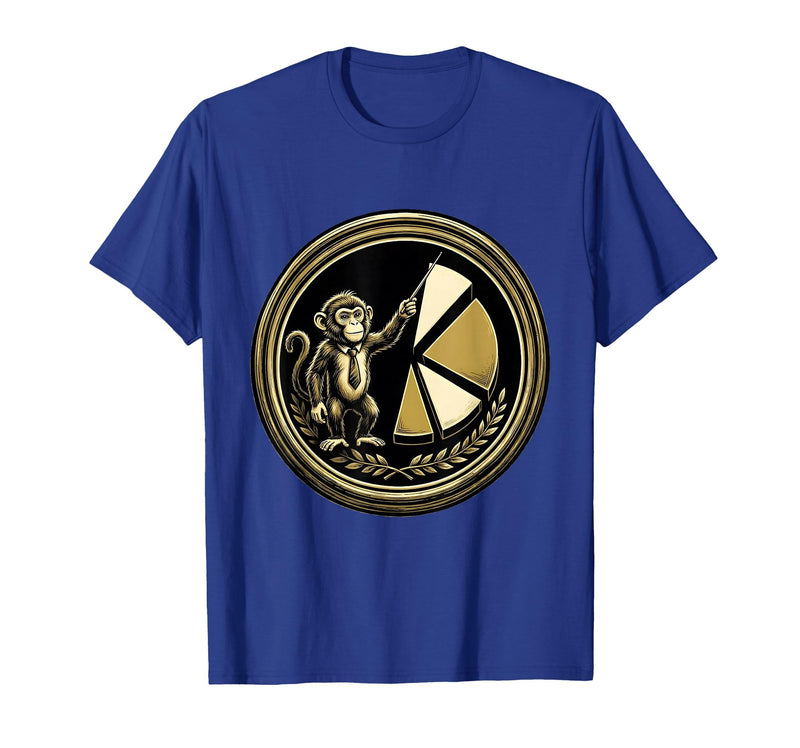 Mademark Monkey Business Pie Chart Funny Graphic Tee T-Shirt - Men - Royal Blue