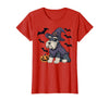 Witch Schnauzer Dog Halloween Outfits Schnauzer Dog Scary Pumpkin Bat Witch Schnauzer Halloween T-Shirt - Red