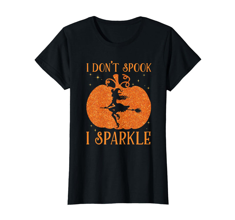 PDUS32 I Don't Spook I Sparkle Funny Halloween I Don't Spook I Sparkle Funny Halloween Girl Witch Pumpkin T-Shirt - Black