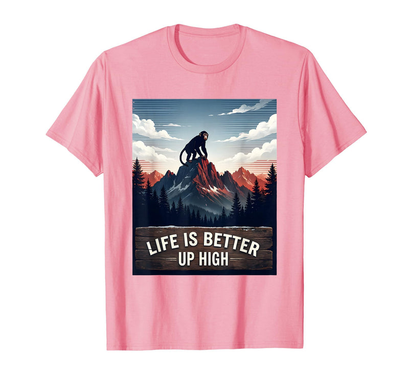 Mademark Life Is Better Up High Monkey Design T-Shirt - Men - Pink