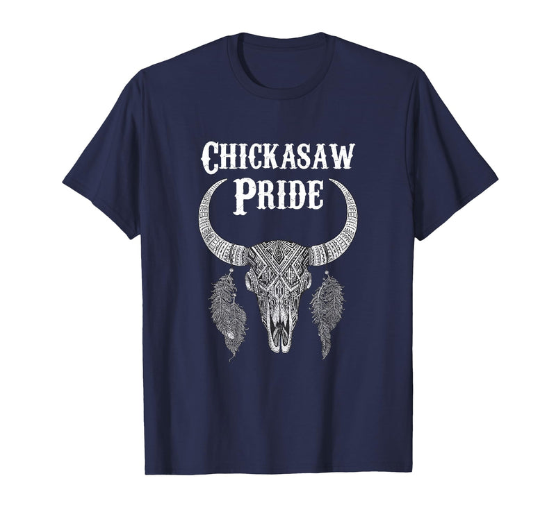 Chickasaw Pride Native American Nice Gifts Chickasaw Pride Tribe Native American Indian Buffalo T-Shirt - Navy Blue