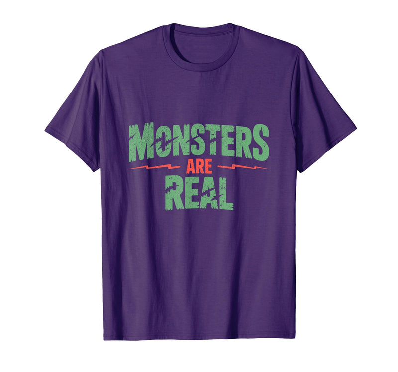 Monster Truth Wear Monsters are Real Horror Spooky Scary Halloween T-Shirt - Purple