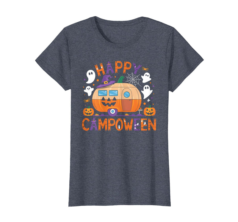 Spooky Camp-O-Ween Ghosts and Campfire Apparel Happy Camp-O-Ween Halloween Camping Ghosts and Campfires T-Shirt - Heather