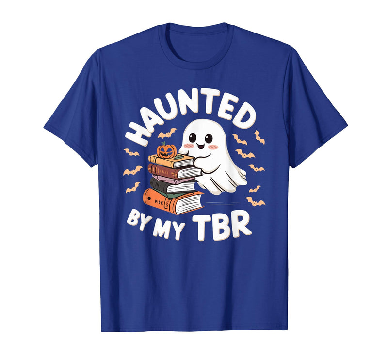 Halloween Student Books Lovers Haunted By My TBR Haunted By My TBR Cute Ghost Book Reading Teacher Halloween T-Shirt - Royal
