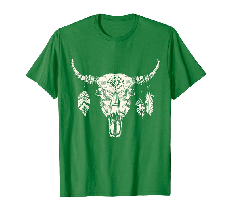 Buffalo Animals Gift Idea Bison Buffalo Skull Animal Design T-Shirt - Kelly Green
