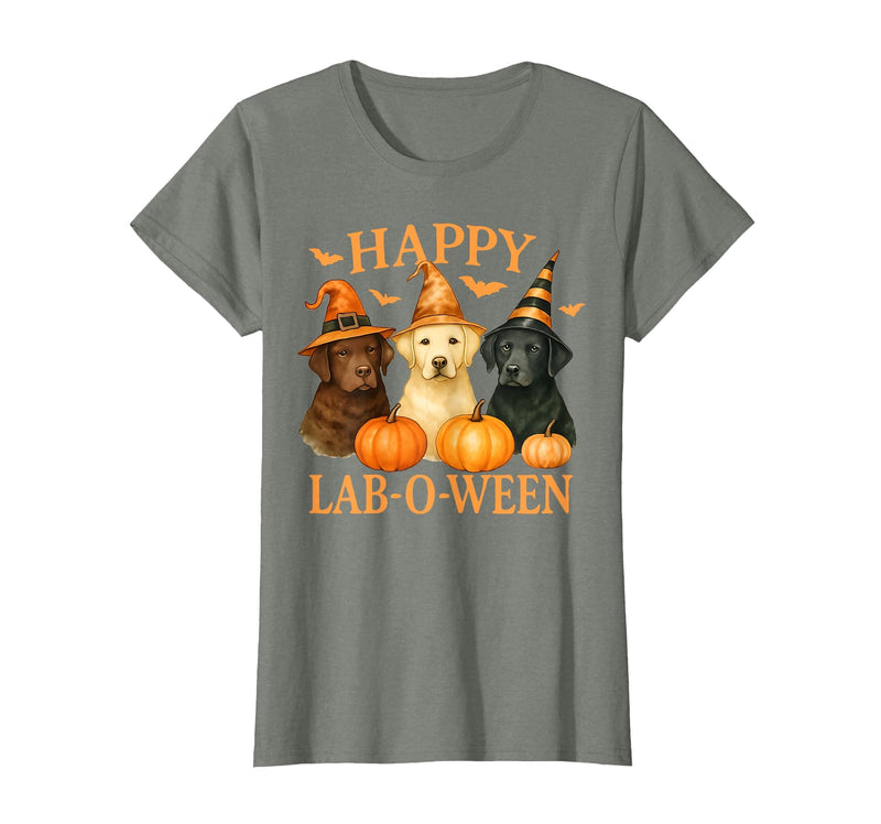 Art-Wear Happy Lab-O-Ween Labrador Halloween Dog Lover Design T-Shirt - Olive Heather