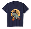 Triceratops Lover Dino Halloween Party Wear Triceratops Witch Hat Pumpkin Halloween Costume Men Women T-Shirt - Navy Blue