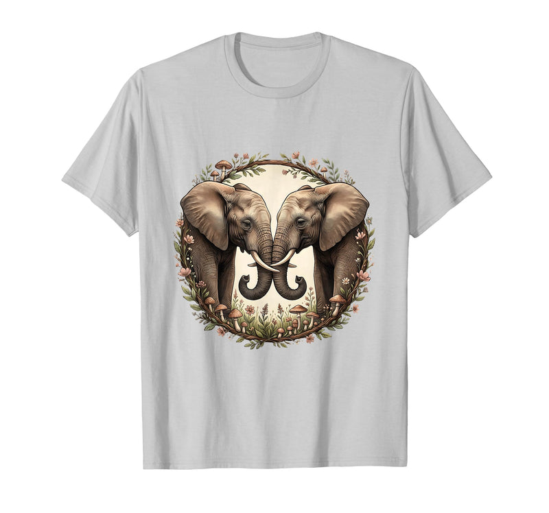 Mademark Mama Elephant and Calf Touching Trunks Gift T-Shirt - Silver Grey
