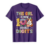 Rodent Birthday Costume Girl Costume 10 Double Digits Funny 10th Birthday Guinea Pig T-Shirt - Purple