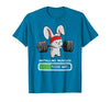 Bunny Gym Rabbit Weights Installing Muscles T-Shirt in Sapphire Blue