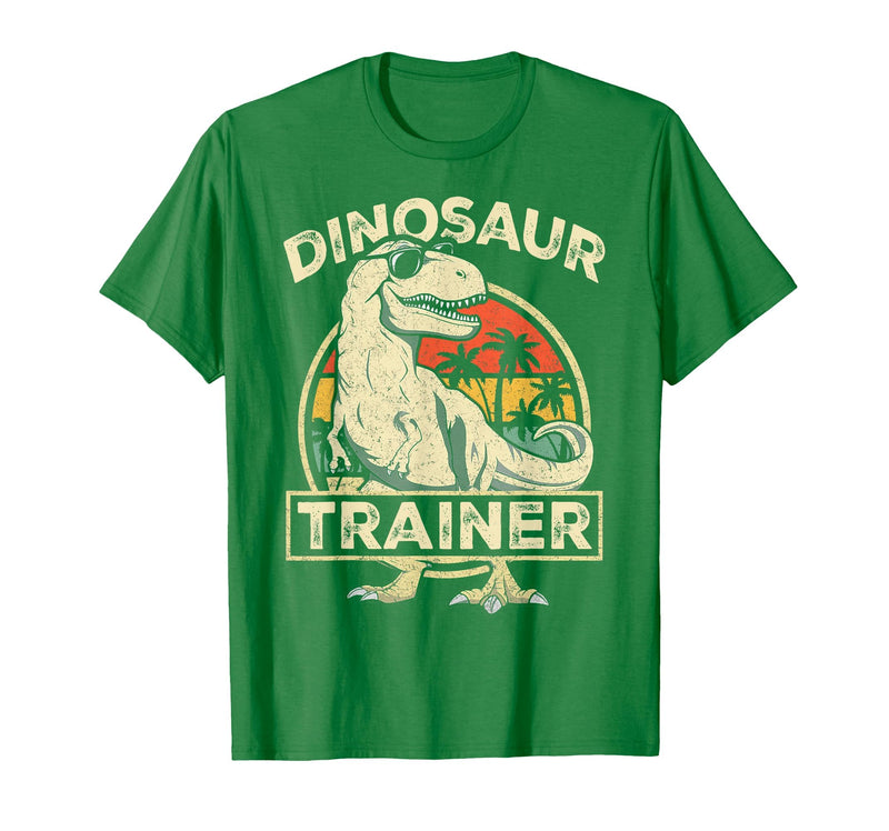 Dinosaur Trainer Halloween Vintage Dinosaur Trainer Halloween Costume Retro Dino Outline T-Shirt - Kelly Green
