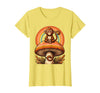 Mademark Monkey Perched on Giant Mushroom Illustration T-Shirt - Women - Lemon Yellow