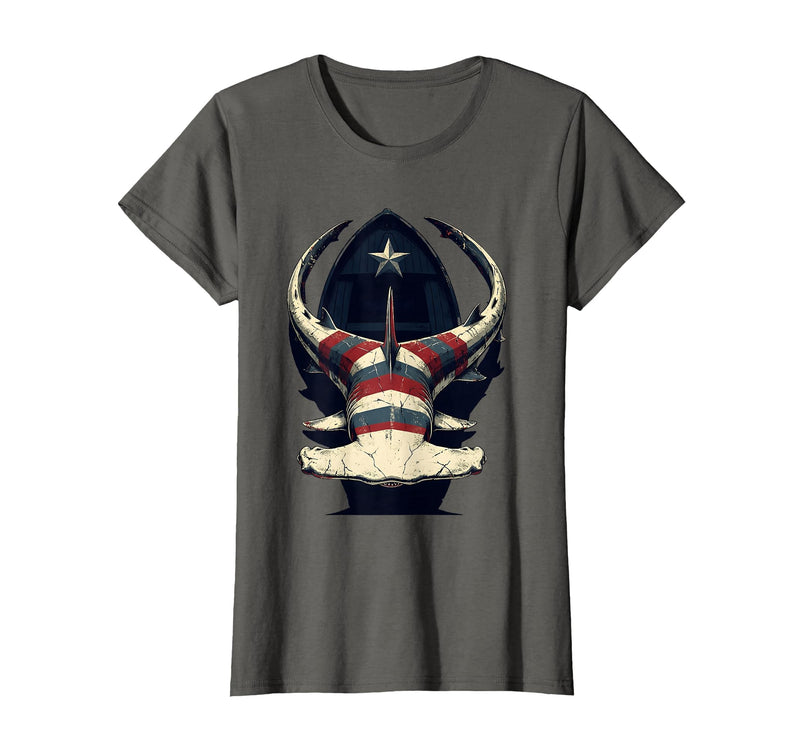 Mademark Gulf of America Hammerhead Shark Boat Shadow T-Shirt - Asphalt Grey