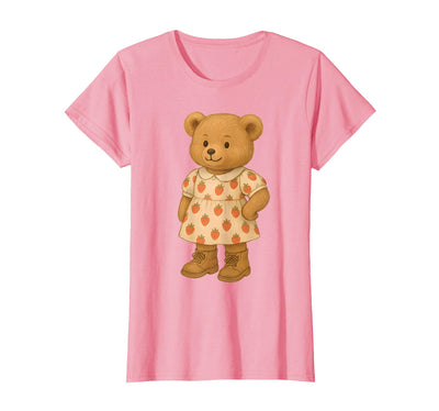 Cottagecore Strawberry Teddy Bear Vintage Nature Forestcore T-Shirt