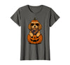 Funny Retro Maltipoo mom Halloween Spooky Cavapoo Pumpkin Halloween Doodle Dog Lover T-Shirt - Asphalt Grey