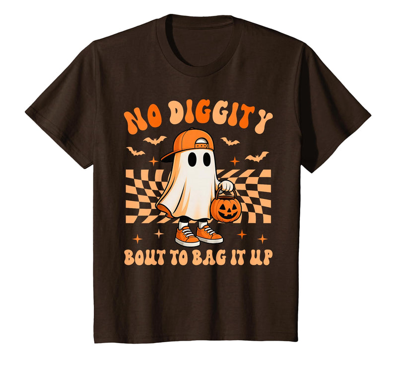 Ghost No Diggity Bout To Bag It Up Halloween Ades Ghost No Diggity Bout to Bag It Up Halloween Toddler Kids T-Shirt - Brown