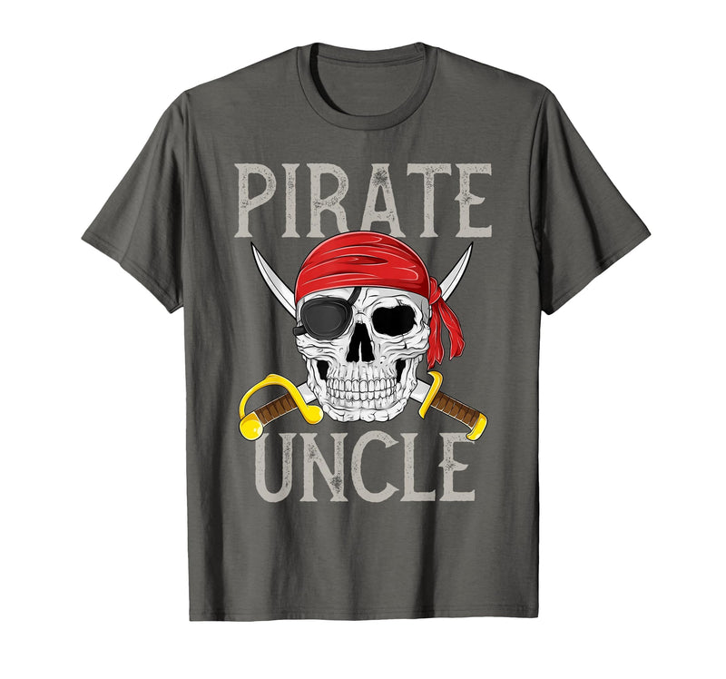 Pirate Family Apparel Pirate Uncle Jolly Roger Flag Skull Family Pirates T-Shirt - Asphalt Grey