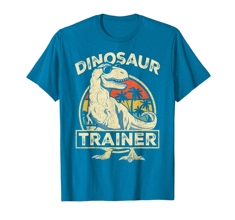 Dinosaur Trainer Halloween Vintage Dinosaur Trainer Halloween Costume Retro Dino Outline T-Shirt - Sapphire Blue