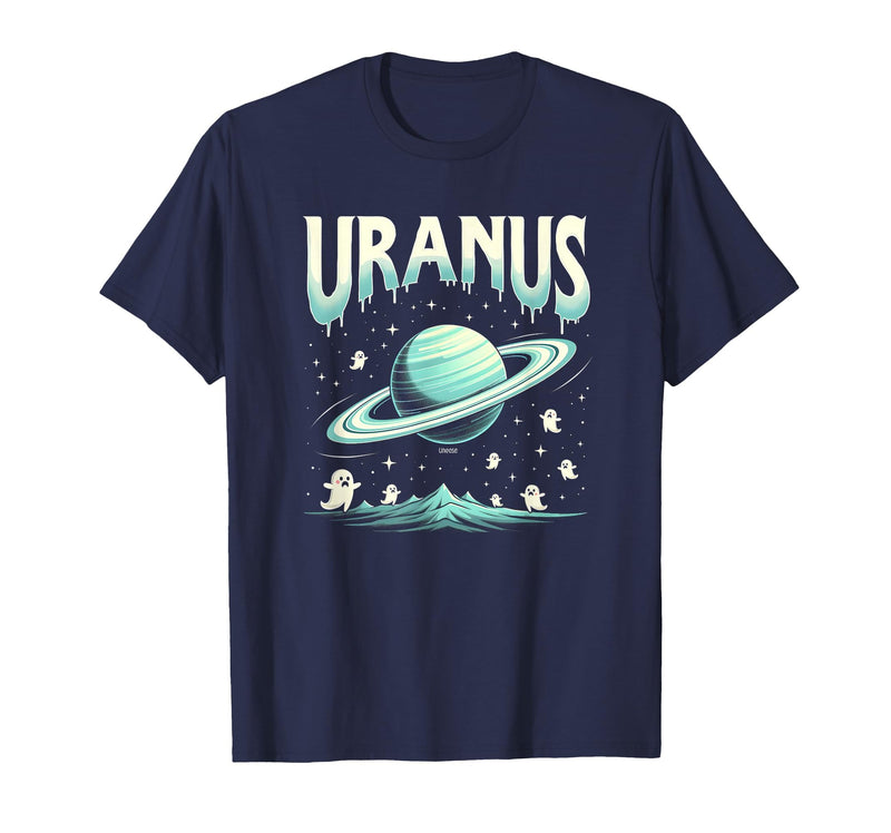 Mademark Ghost & Spirits - Ghost (99 Problems All) T-Shirt - Navy Blue-halloween Celestial Cosmic Uranus Unease