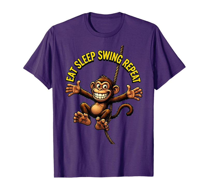 Mademark Eat Sleep Swing Repeat Monkey Graphic Design T-Shirt - Men - Purple