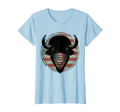 Cow Patriotic Buffalo Skull Flag Bandana T-Shirt
