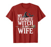 Cute Spooky Season Party Trick-or-treating Custume My Favorite Witch is My Wife Funny Halloween Husband Couple T-Shirt -