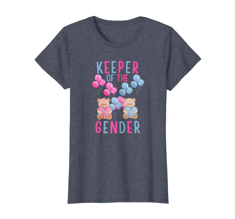 Gender Reveal Party Bear Designs Keeper of The Gender Reveal Party Gender Reveal Ideas T-Shirt - Heather Blue