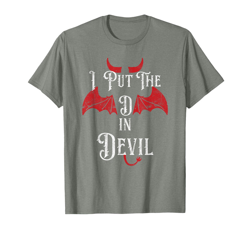 I Put the D in Devil Tees I Put the D in Devil Funny Halloween Matching Couple T-Shirt - Olive Heather