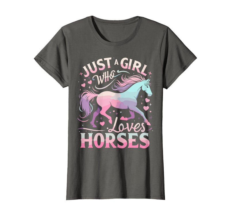 Funny Horse Lovers Just a Girl Who Loves Horses T-Shirt - Asphalt Grey