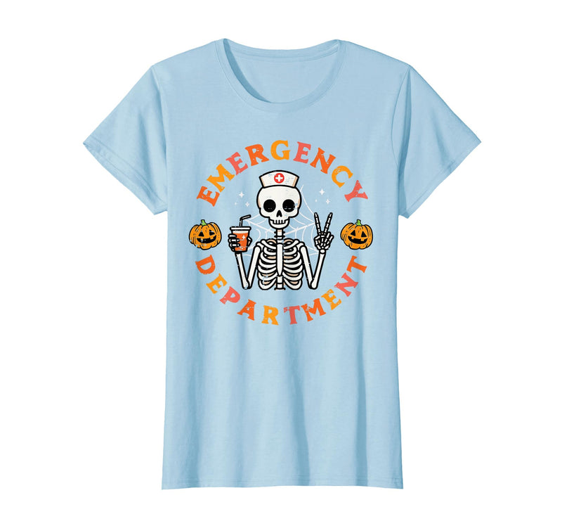Halloween Nurse Shirts For Women Scrub Costumes Emergency Department Funny Halloween ER Nurse Women Men T-Shirt - Baby Blue