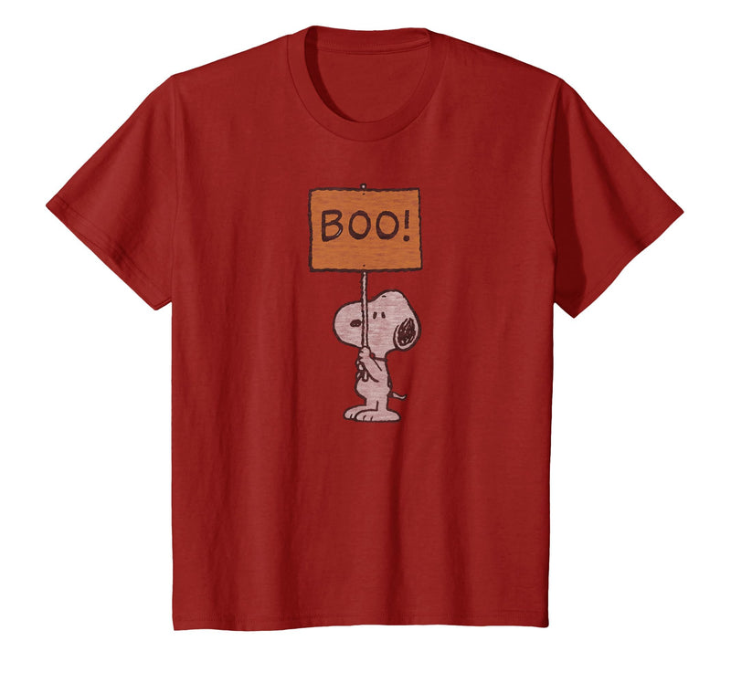 Peanuts Halloween Snoopy Boo Sign T-Shirt - Cranberry Red