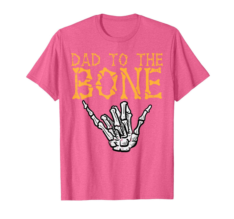 Mens Halloween Shirts For Dad Daddy Papa Men Halloween Dad to The Bone Skeleton Hand Fun Papa Costume Men T-Shirt - Pink
