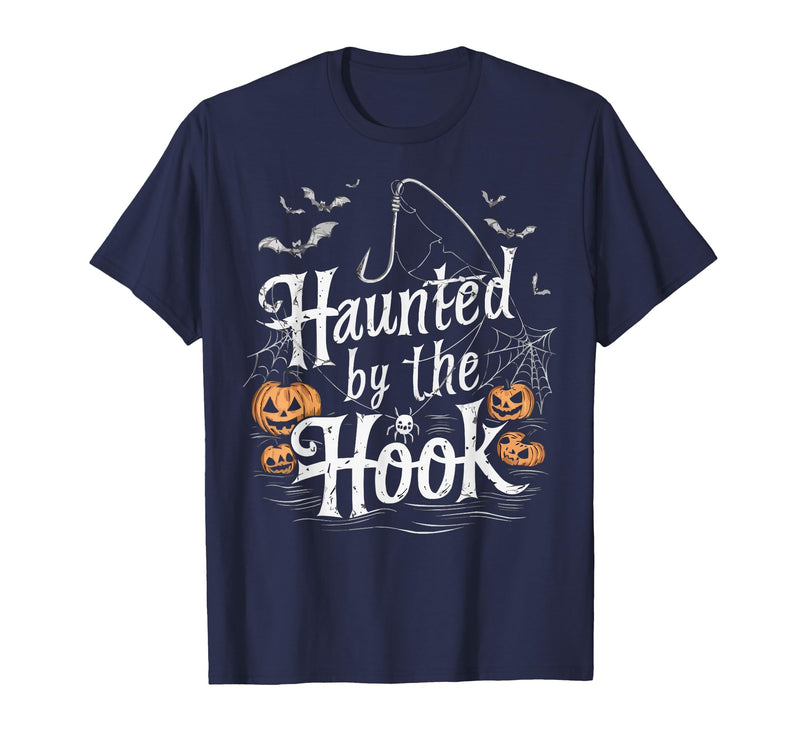 Fishing Halloween Trick Or Treat SteMi Apparel Fishing Halloween Spooky Fisherman Fish Trick Or Treat T-Shirt - Navy Blue