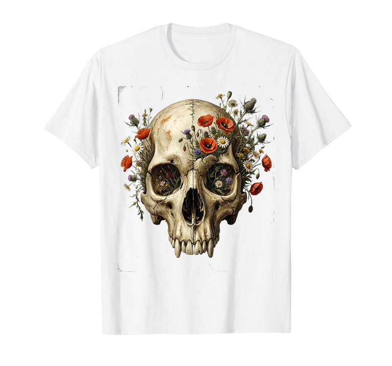 Mademark Elephant Skull Wildflower Bloom Graphic T-Shirt - Men - White