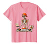 Funny Skeleton DJ Halloween Men Outfit Skeleton DJ Halloween Costume Turntable Music Funny Men Boys T-Shirt - Pink