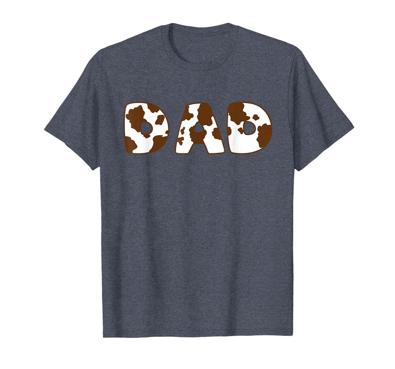 Cow Print For Family Matching Outfits DAD Cow Brown White Animal Print, Cow Pattern Farmer DAD T-Shirt - Heather Blue