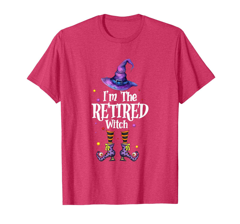 Funny Quote Horror Costume Party Family Friends I'm The Retired Witch Spooky Scary Halloween Retiree Women T-Shirt - Red